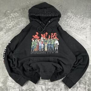 Primitive Naruto Shippuden Leaf Village Graphic Pullover Hoodie Men Medium Black